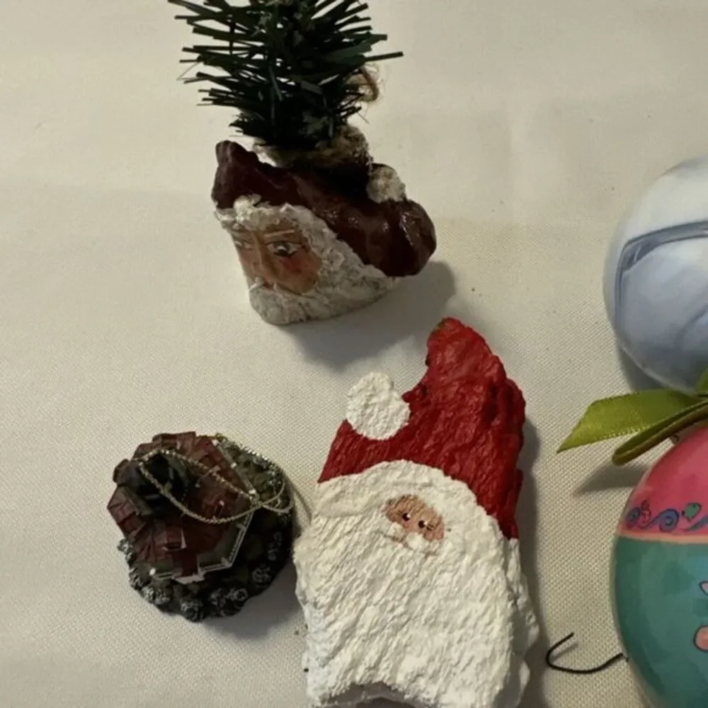 Nautical Christmas Ornaments Lot of 13 fish turtle dolphin Santa driftwood shell